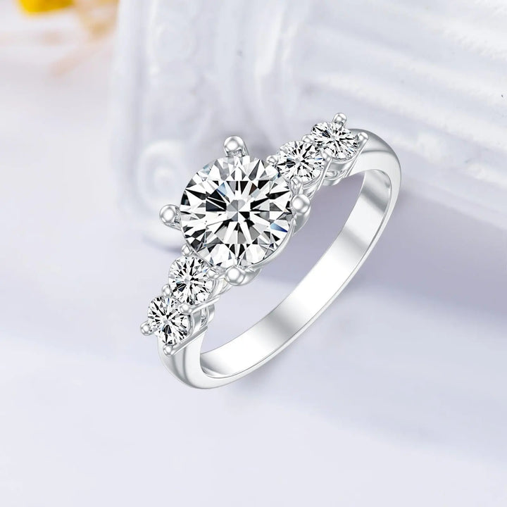 1.0 Carat Round Moissanite Engagement Rings in Sterling Silver - Super Amazing Store