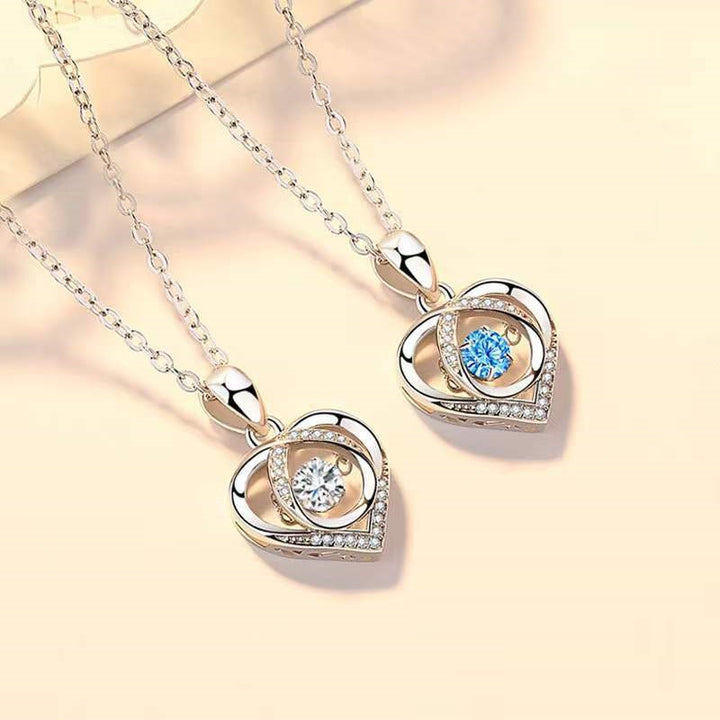 S925 Beating Heart-shaped Necklace Women Luxury Love Rhinestones Necklace Jewelry Gift For Valentine's Day - Super Amazing Store