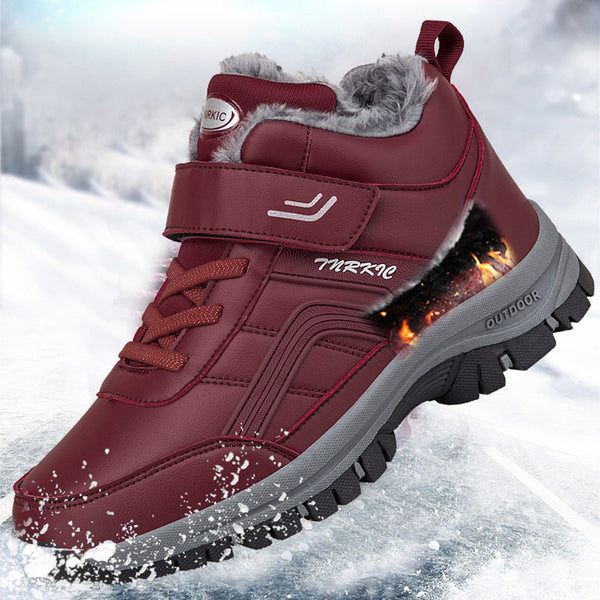 Winter Boots Women Men Warm Plush Velcro Snow Boots Climbing Hiking Shoes - Super Amazing Store