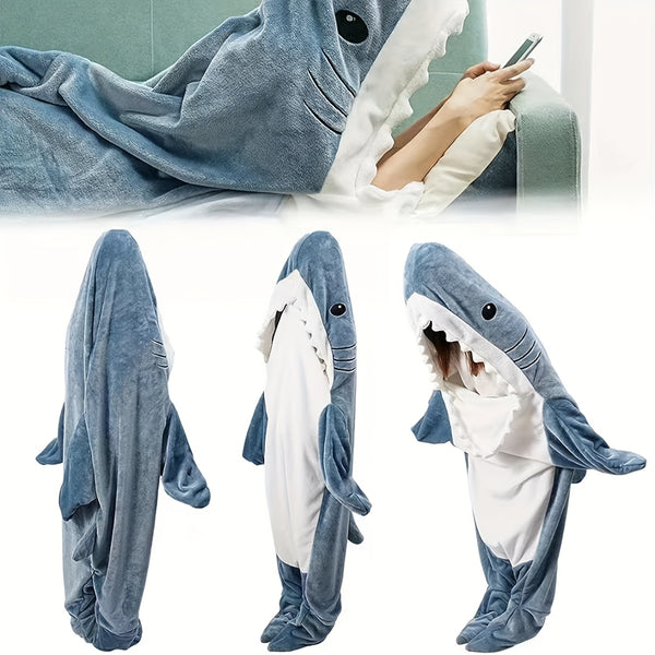 Shark Onesie Blanket For Adults, Shark Blanket Hoodie, Shark Blanket Super Soft Cozy Flannel, Boys Girls Cosplay Costume Sleeping Bag For Night - Super Amazing Store