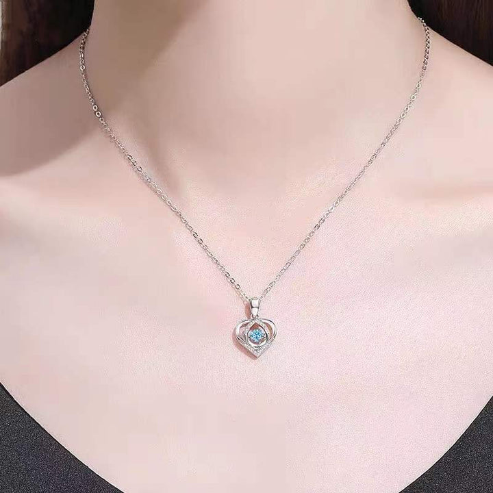 S925 Beating Heart-shaped Necklace Women Luxury Love Rhinestones Necklace Jewelry Gift For Valentine's Day - Super Amazing Store