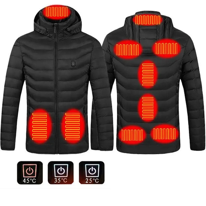 New Heated Jacket Coat USB Electric Jacket Cotton Coat Heater Thermal Clothing Heating Vest Men's Clothes Winter - No power bank included - Super Amazing Store