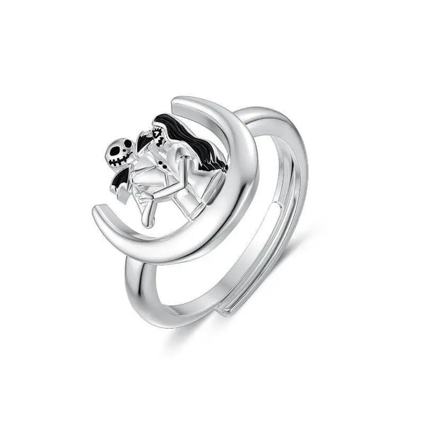 Nightmare Rings Before Christmas 925 Sterling Silver Sally and Jack I Love You to The Moon and Back Jewelry for Women Wife Girlfriend Couple - Super Amazing Store