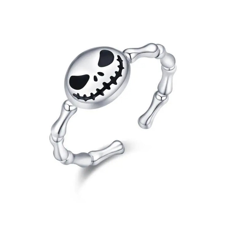 Skull Ring Sterling Silver Adjustable Jack Shillington Rings Halloween Thumb Rings - Super Amazing Store