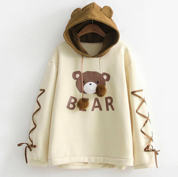 Kawaii A Bear Cap Hoodies Sweatshirt - Super Amazing Store