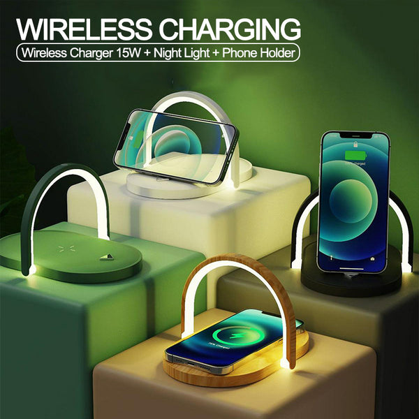 3 In 1 Foldable Wireless Charger Night Light Wireless Charging Station Stonego LED Reading Table Lamp 15W Fast Charging Q2