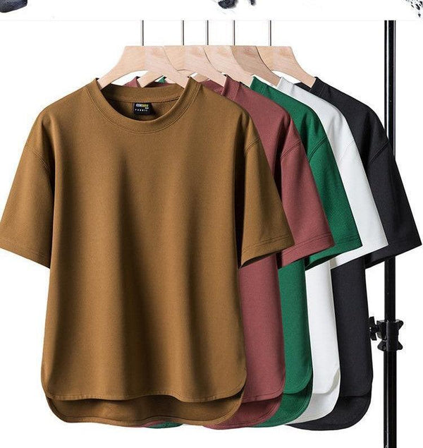 Men's Elbow-sleeved Top Cotton Short Sleeve Summer Round Neck Pullover Loose - Super Amazing Store