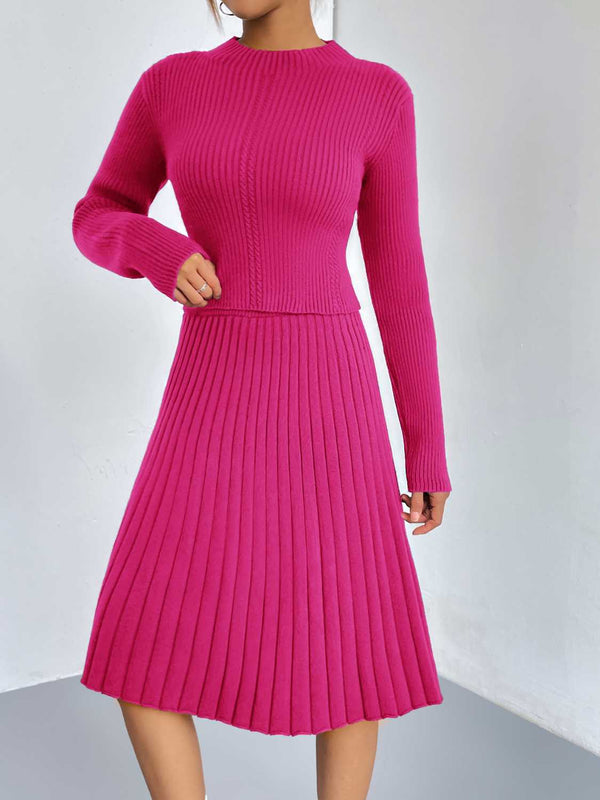 Rib-Knit Sweater and Skirt Set - Super Amazing Store