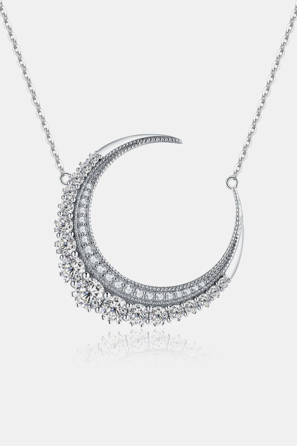 1.8 Carat Moissanite Crescent Moon Shape Pendant Necklace - Super Amazing Store