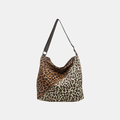 Leopard Contrast Adjustable Strap Shoulder Bag Trendsi