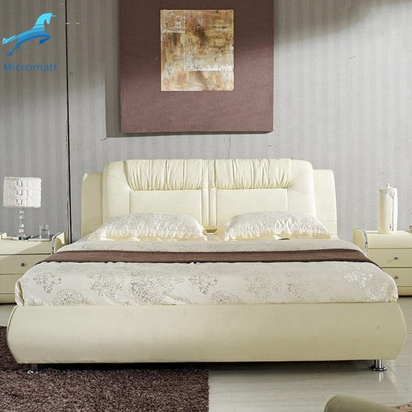 Bed Set Frame Double Queen Size Modern Luxury Leather Bedroom Furniture - Super Amazing Store