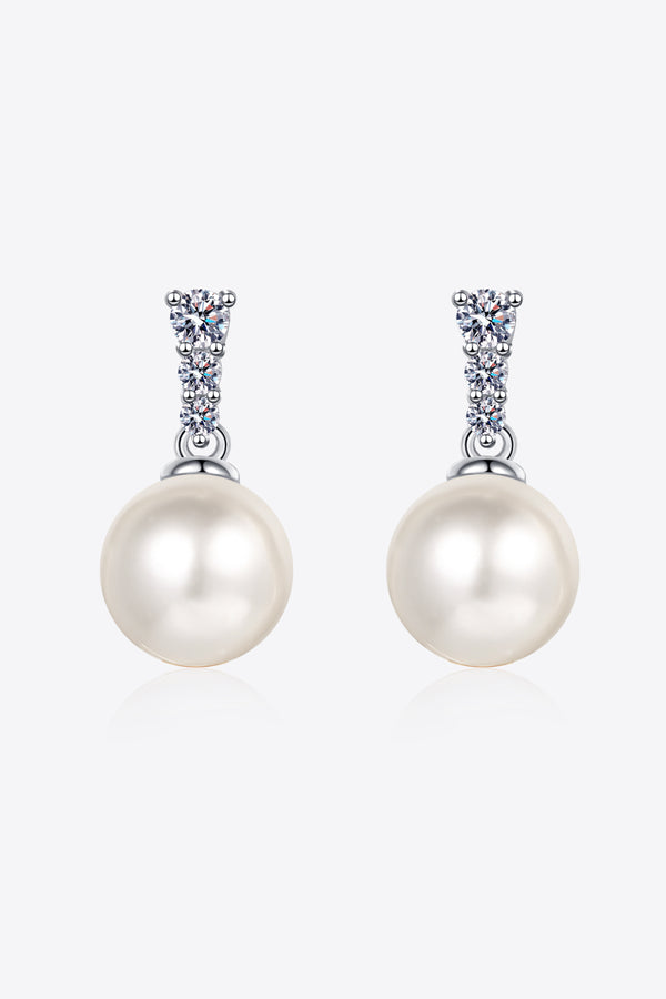 Moissanite Pearl Drop Earrings Trendsi