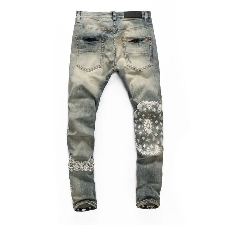 Vintage Distressed Printing Stylish Jeans For Men-Super Amazing Store