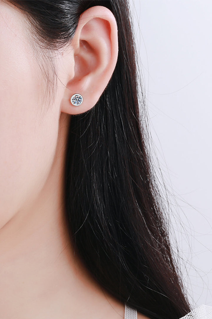 Moissanite Round-Shaped Stud Earrings Trendsi