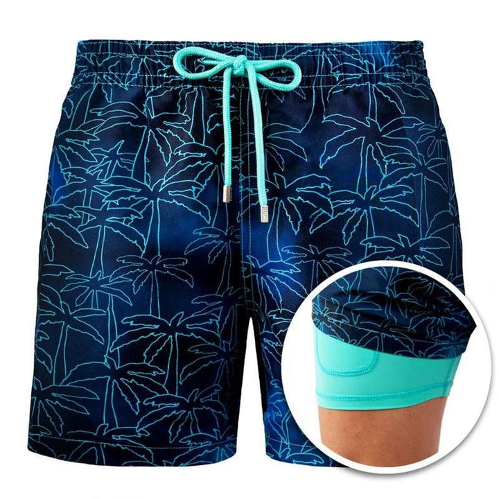 Men's Printed Beach Shorts Sports Double Layer Shorts Summer - Super Amazing Store