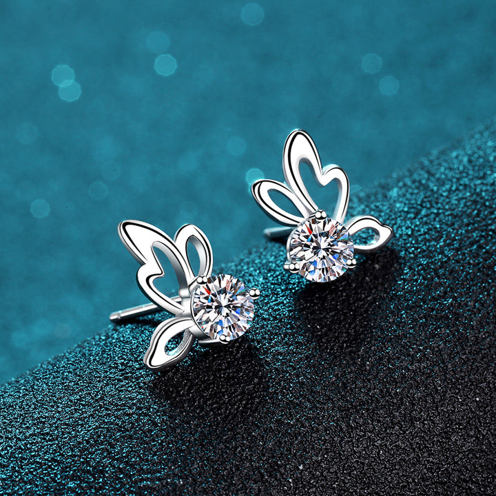 1 Carat Moissanite Butterfly Shape Earrings Trendsi