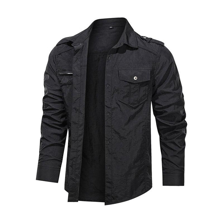 Men Shirt Outwear Military Thin Long Sleeve Shirts Quick-dry Solid Casual Fit Men Shirt - Super Amazing Store