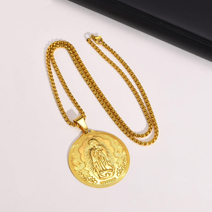 Stainless Steel Virgin Mary Pendant Gold Necklace - Super Amazing Store