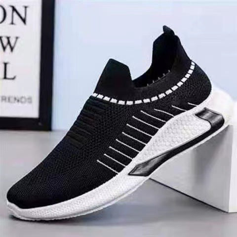 Mesh Sock Shoes With Striped Design Men Outdoor Breathable Lightweight Slip-on Sneakers Q2