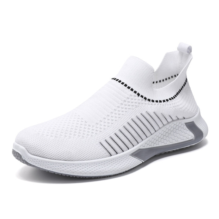 Mesh Sock Shoes With Striped Design Men Outdoor Breathable Lightweight Slip-on Sneakers Q2