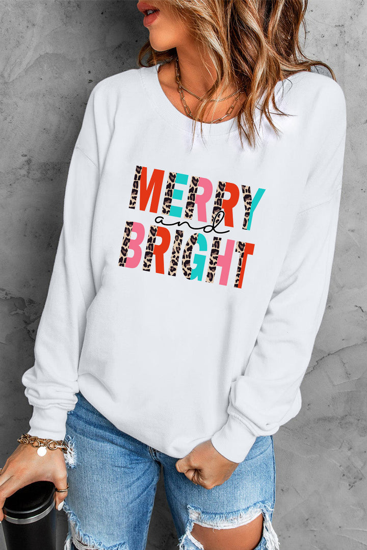 MERRY AND BRIGHT Graphic Sweatshirt Trendsi