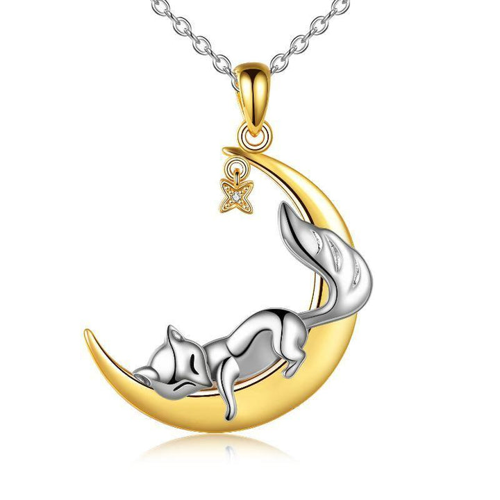 925 Sterling Silver Fox Gift for Women Lucky Gold Fox Necklace Animal Jewelry Gift for Girlfriend - Super Amazing Store
