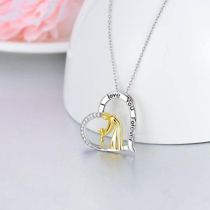 Mom Gifts 925 Sterling Silver Mother Daughter Necklace Love Heart Pendant Jewelry Gifts - Super Amazing Store