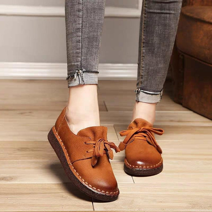 Casual Retro Beef Tendon Soft Sole Japanese Mori Women Comfortable Cowhide Small Shoes - Super Amazing Store