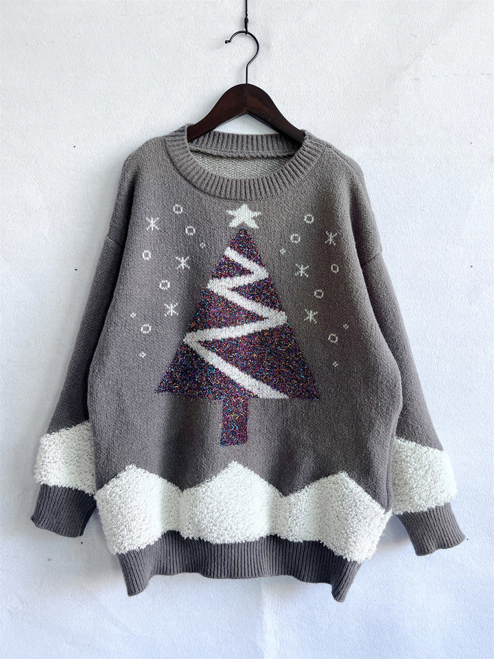 Christmas Tree Graphic Dropped Shoulder Sweater Trendsi