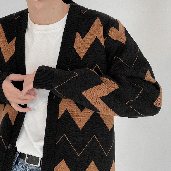 Wave Pattern Cardigan Sweater Men - Super Amazing Store