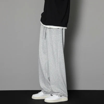 Autumn And Winter Straight Wide Leg Casual Trousers Drape Fleece-lined Thickening Exercise Q2