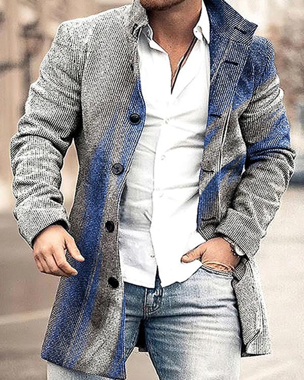 Men's Woolen Stand Collar Mid-length Casual Coat Q2