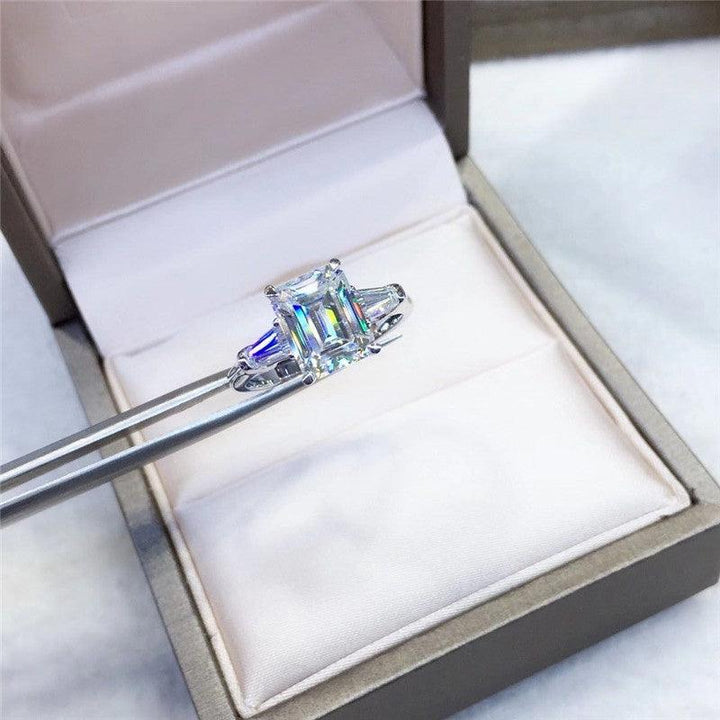 18K Gold Color Emerald Cut Baguette Diamond Ring Wholesale Price - Super Amazing Store