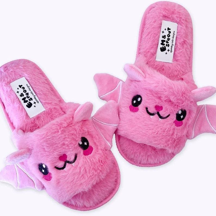 Cute Bat Slippers Halloween Shoes Winter Warm Home Slippers Women Men - Super Amazing Store