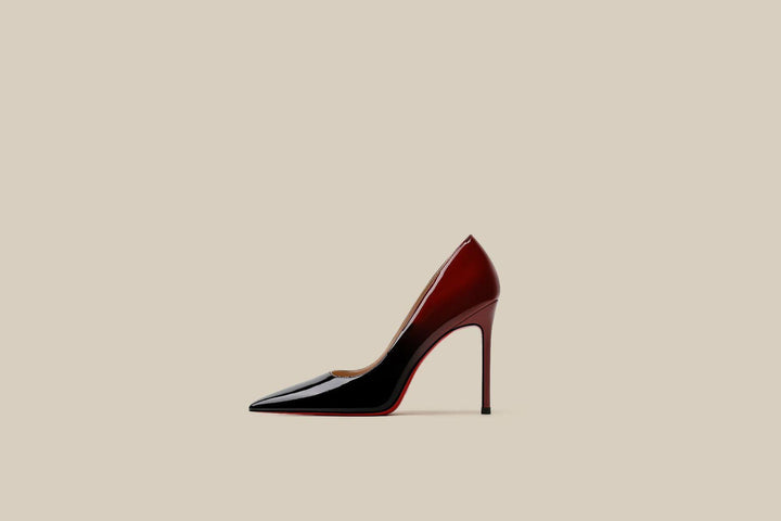 Patent Leather Black Red Gradient Color High Heels Niche Design Super Amazing Store