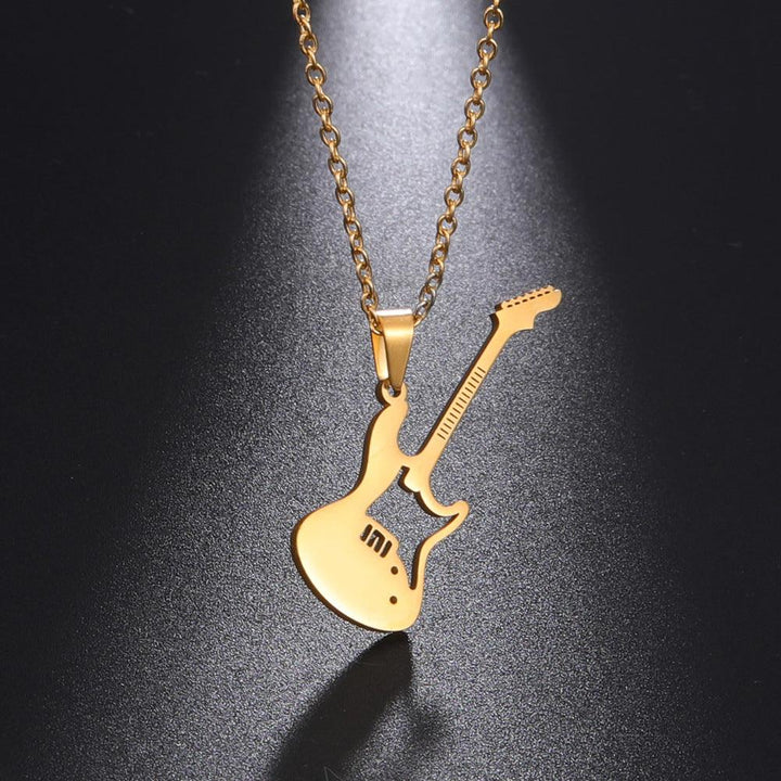 Punk Rock Stainless Steel Guitar Pendant Necklace - Super Amazing Store