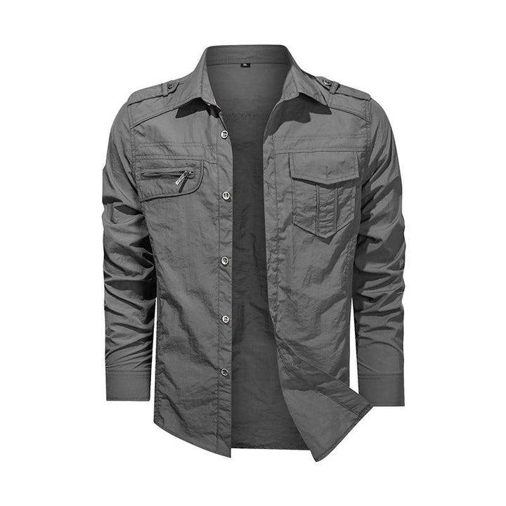 Men Shirt Outwear Military Thin Long Sleeve Shirts Quick-dry Solid Casual Fit Men Shirt - Super Amazing Store