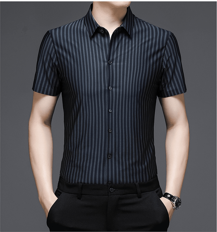 Woodpecker Silk Shirt Men''s Short Sleeve Middle-aged - Super Amazing Store