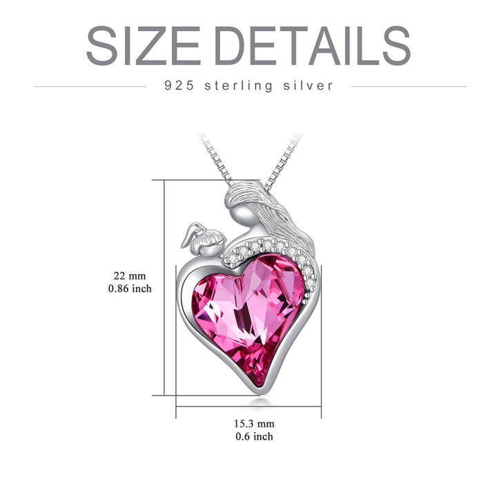 Mother Daughter Necklace 925 Sterling Silver Mother and Child Love Heart Crystal Pendant Necklace - Super Amazing Store