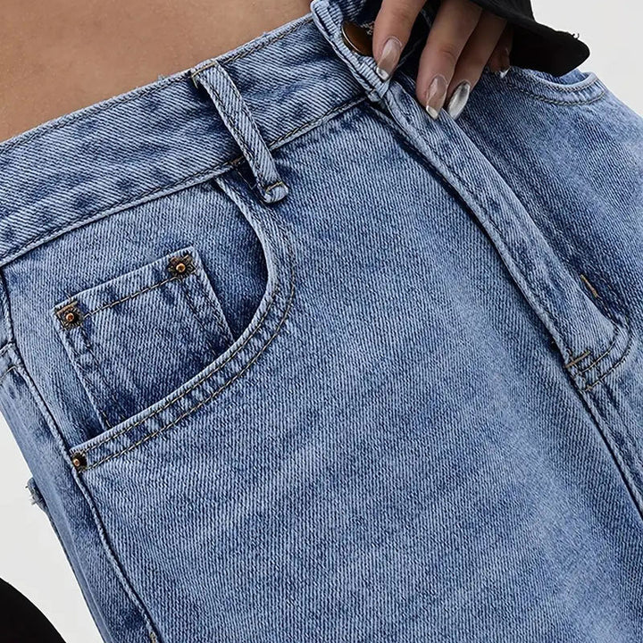 Women's Letter High Waist Straight Jeans - Super Amazing Store