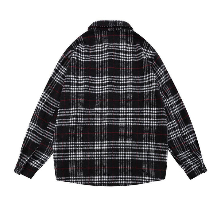 Men's Letter Embroidered Plaid Shirt Long Sleeve - Super Amazing Store