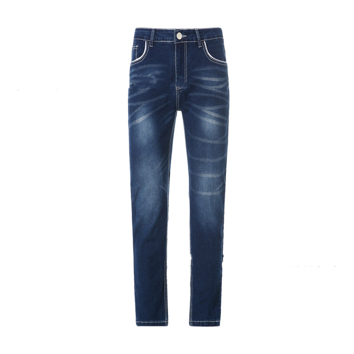 Blue Slim-fitting Simple Small Straight-leg Jeans Q2