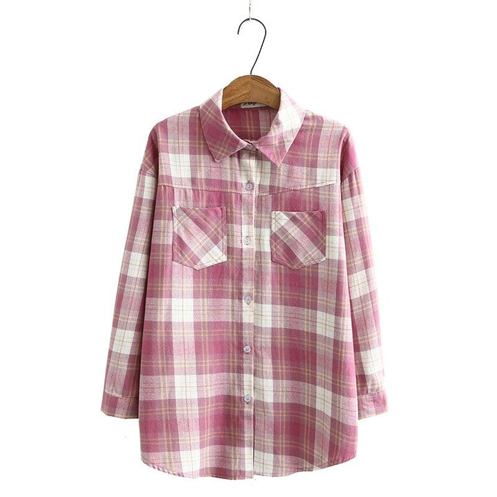 Brushed Plaid Long-sleeved Bottoming Shirt - Super Amazing Store