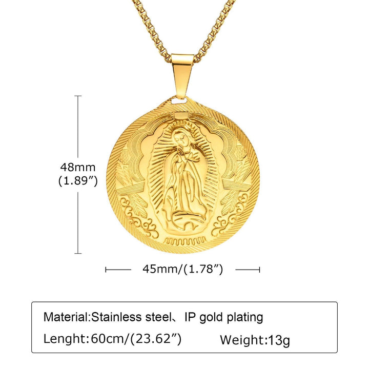 Stainless Steel Virgin Mary Pendant Gold Necklace - Super Amazing Store