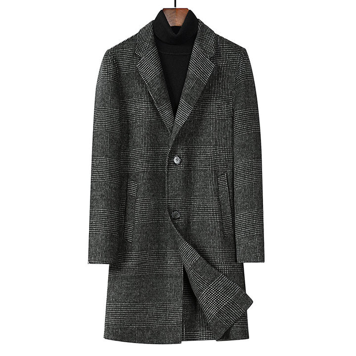 Men's Fashion Plaid Double-sided Woolen Coat Q2