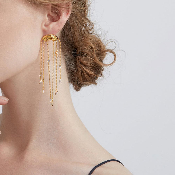 High-quality Water Ripple Tassel Earrings - Super Amazing Store