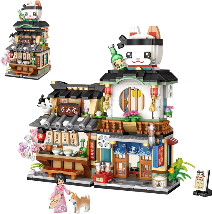 Mini Building Blocks Toys, Japanese Street View Izakaya Shop, MOC Creative Model Set, 789 PCS Simulation Architecture Construction Toy