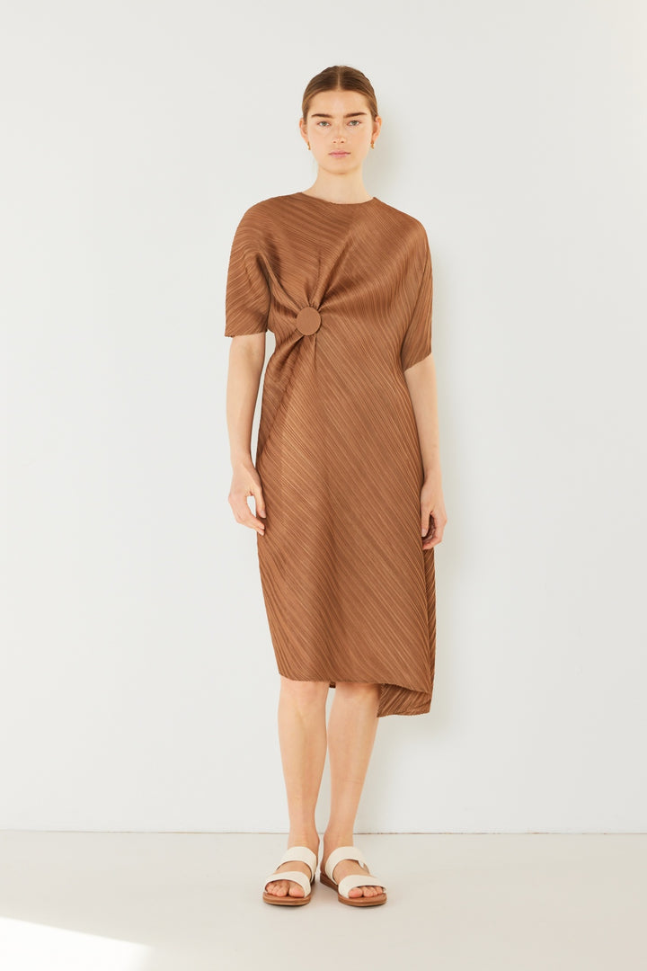 Marina West Swim Pleated Dolman Sleeve Dress Trendsi