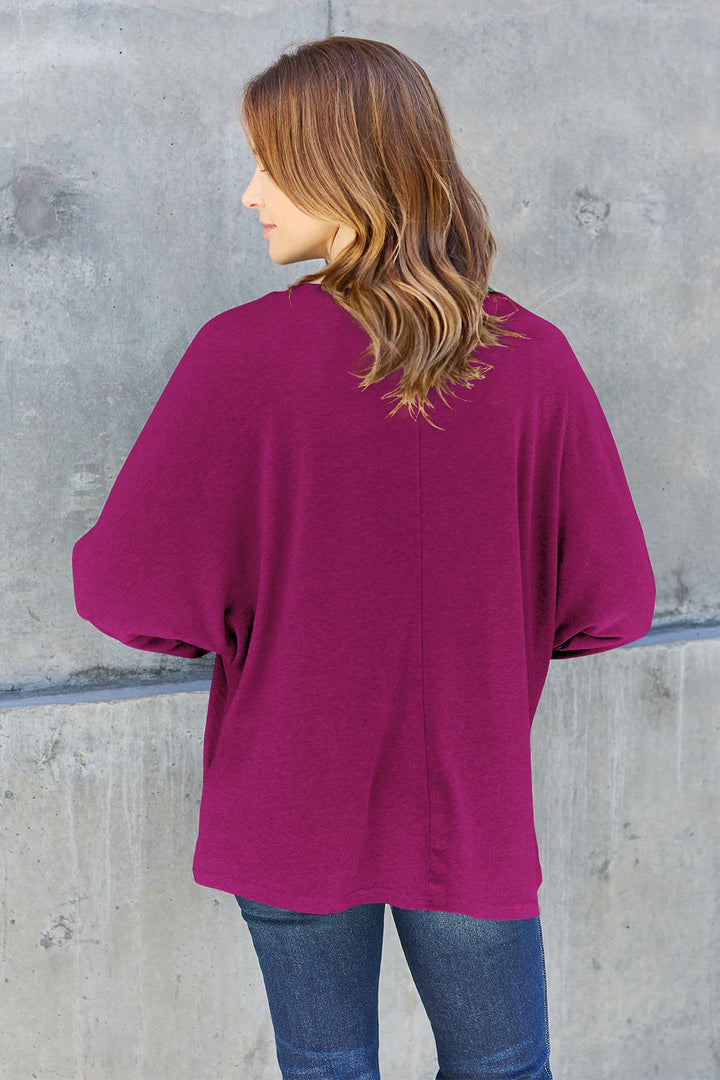 Double Take Full Size Round Neck Long Sleeve T-Shirt Trendsi