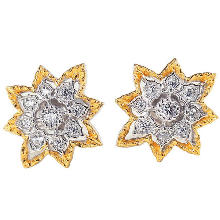 Two-tone Gold-plated Zircon Inlaid Earrings For Women - Super Amazing Store